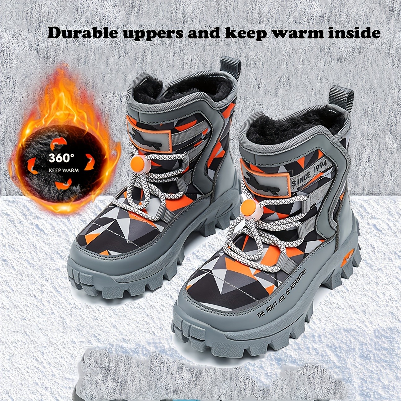 FANGFIUP Youngsters' Camo Snow Boots