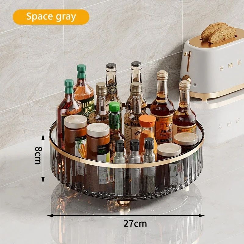 Rotating Cosmetic Organizer  Light Luxury Transparent Makeup & Perfume Storage Tray