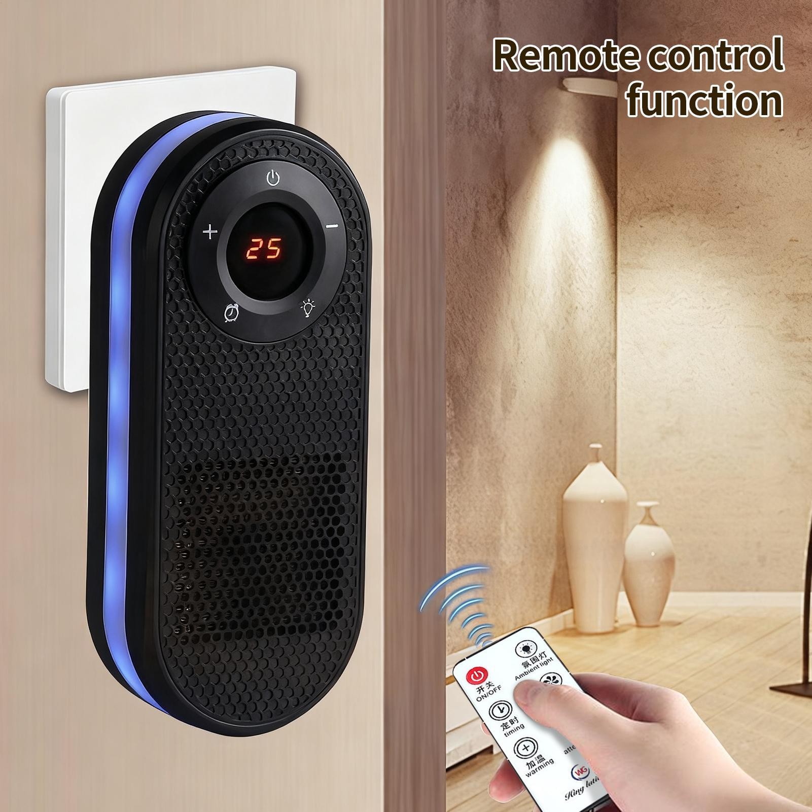 Small 180-Degree Rotatable Electric Heater with Remote Control and LED Display
