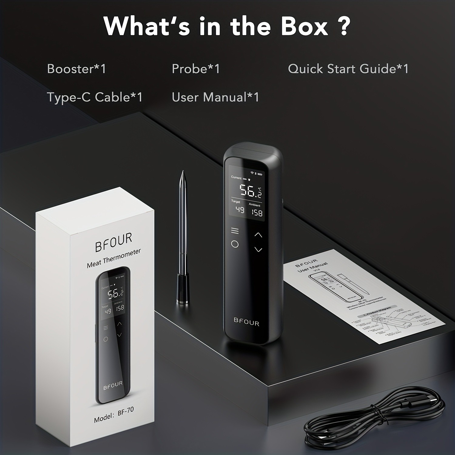 BFOUR WiFi Wireless Meat Thermometer