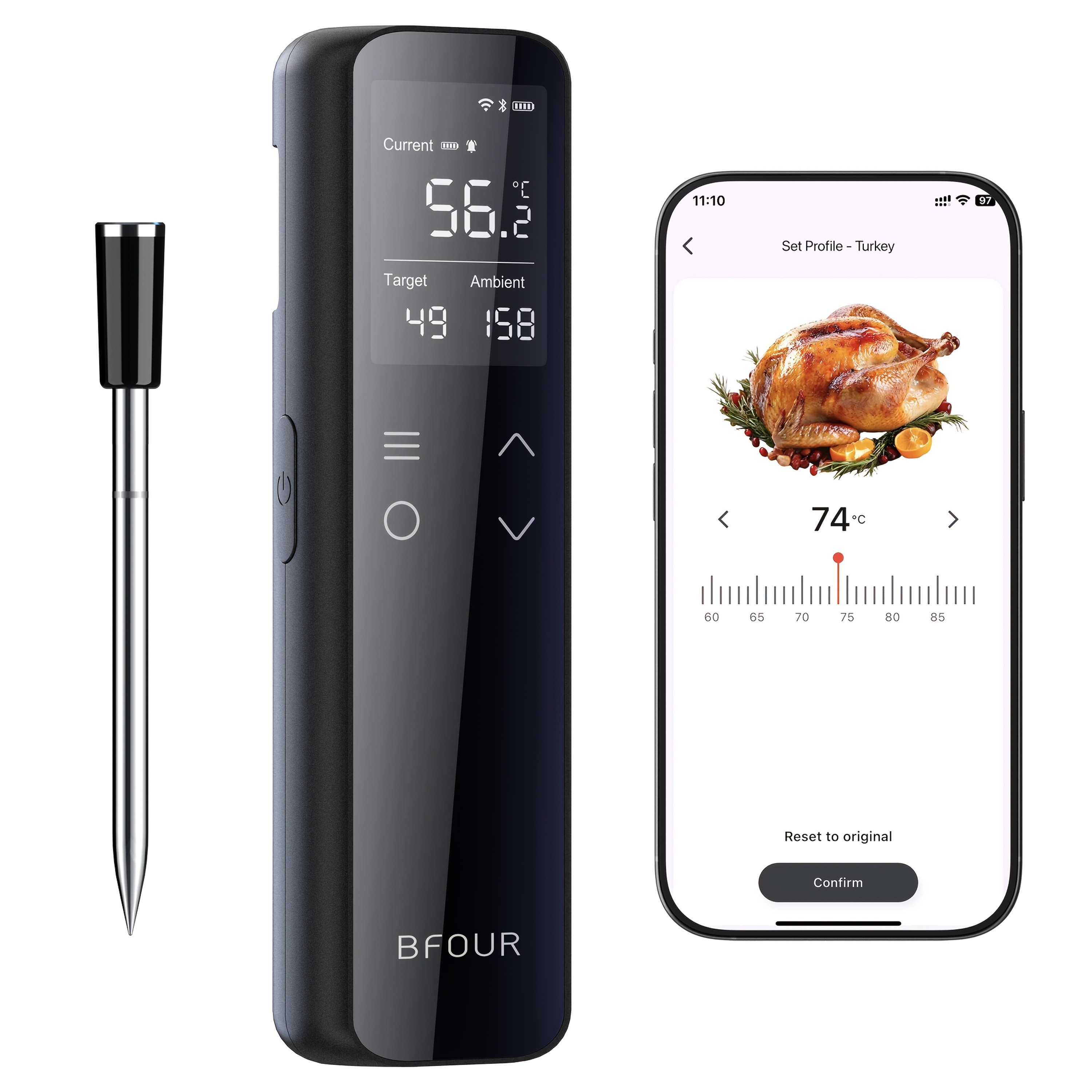 BFOUR WiFi Wireless Meat Thermometer