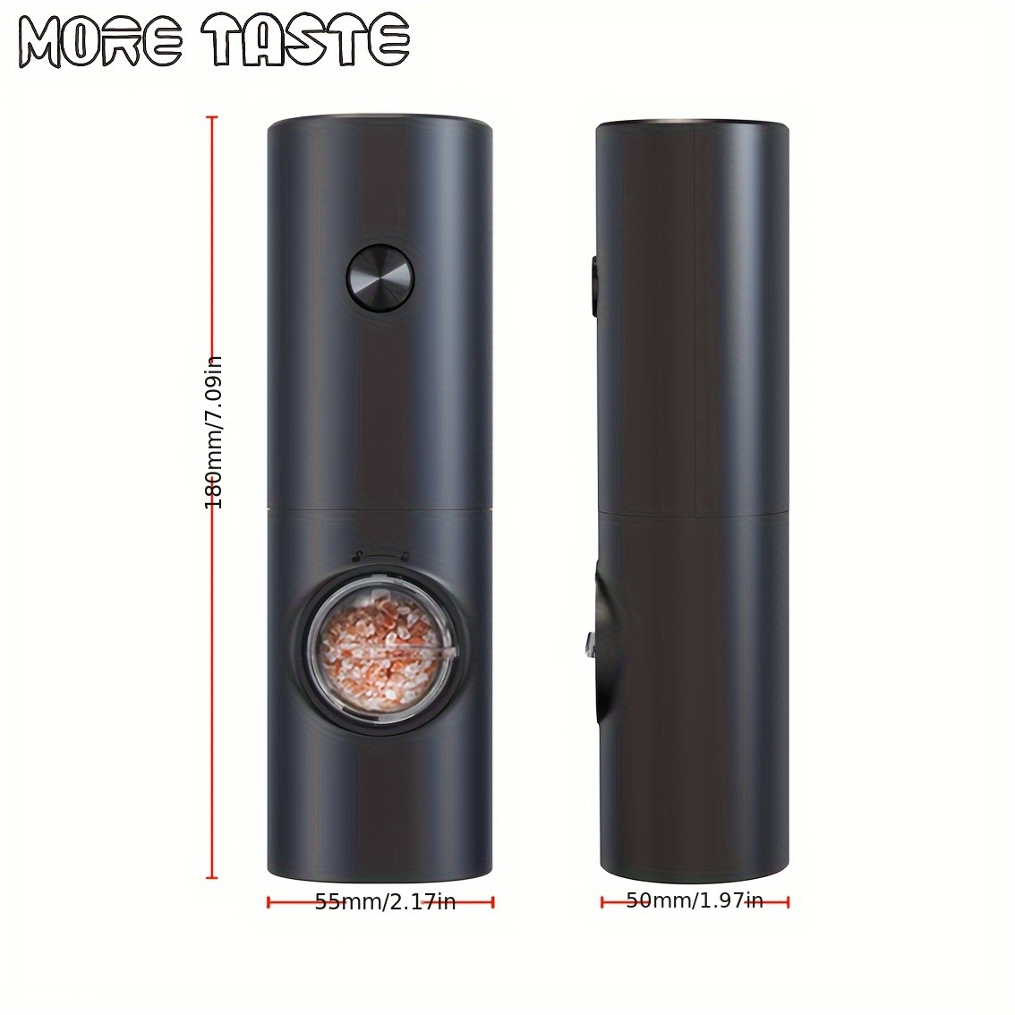 MORE TASTE Electric Salt and Pepper Grinder Set