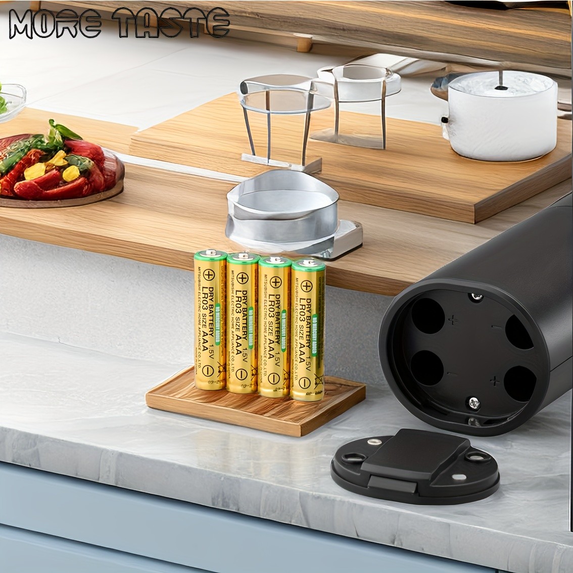 MORE TASTE Electric Salt and Pepper Grinder Set