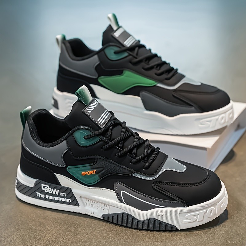 Men's Color Blocked Casual Lace-Up Skateboarding Shoes