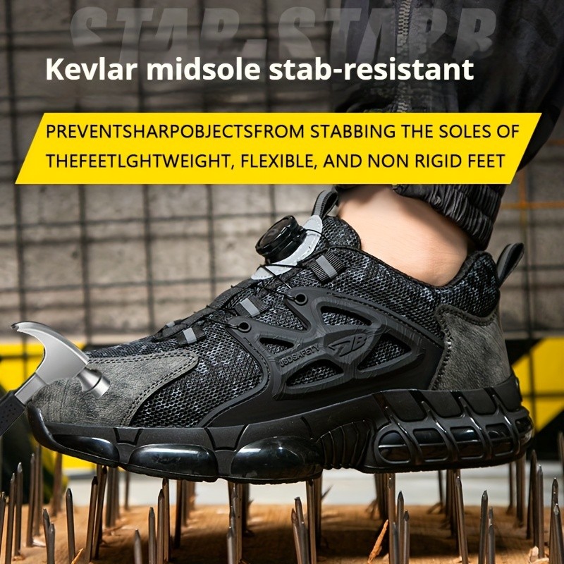 AMAWEI Men's Comfortable Work Shoes with Steel Toe Cap