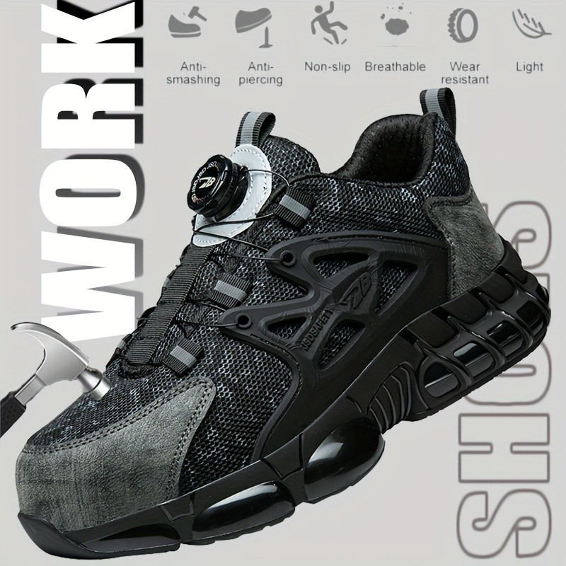 AMAWEI Men's Comfortable Work Shoes with Steel Toe Cap