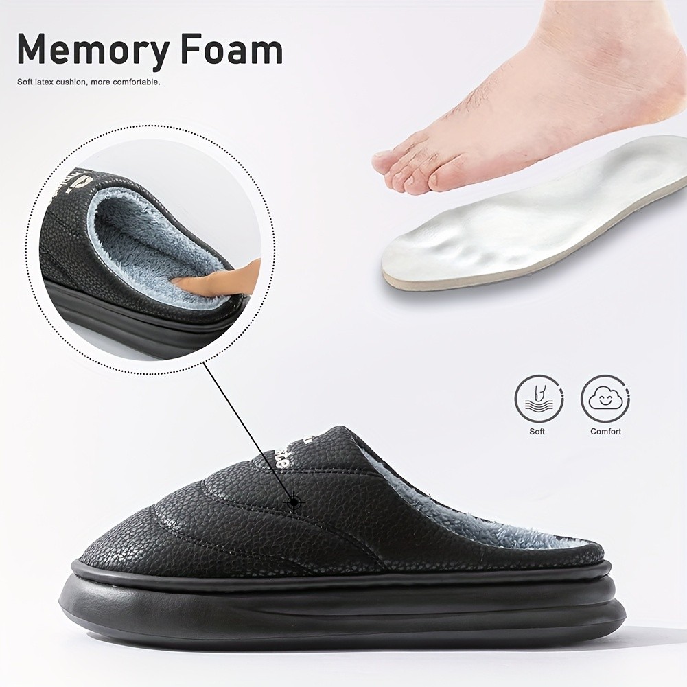 PMOISTE Men's Winter Warm Memory Foam Slippers