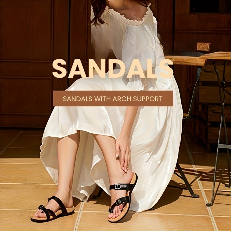 ATHLEFIT Womens Wide Width Adjustable Comfort Flip Flops