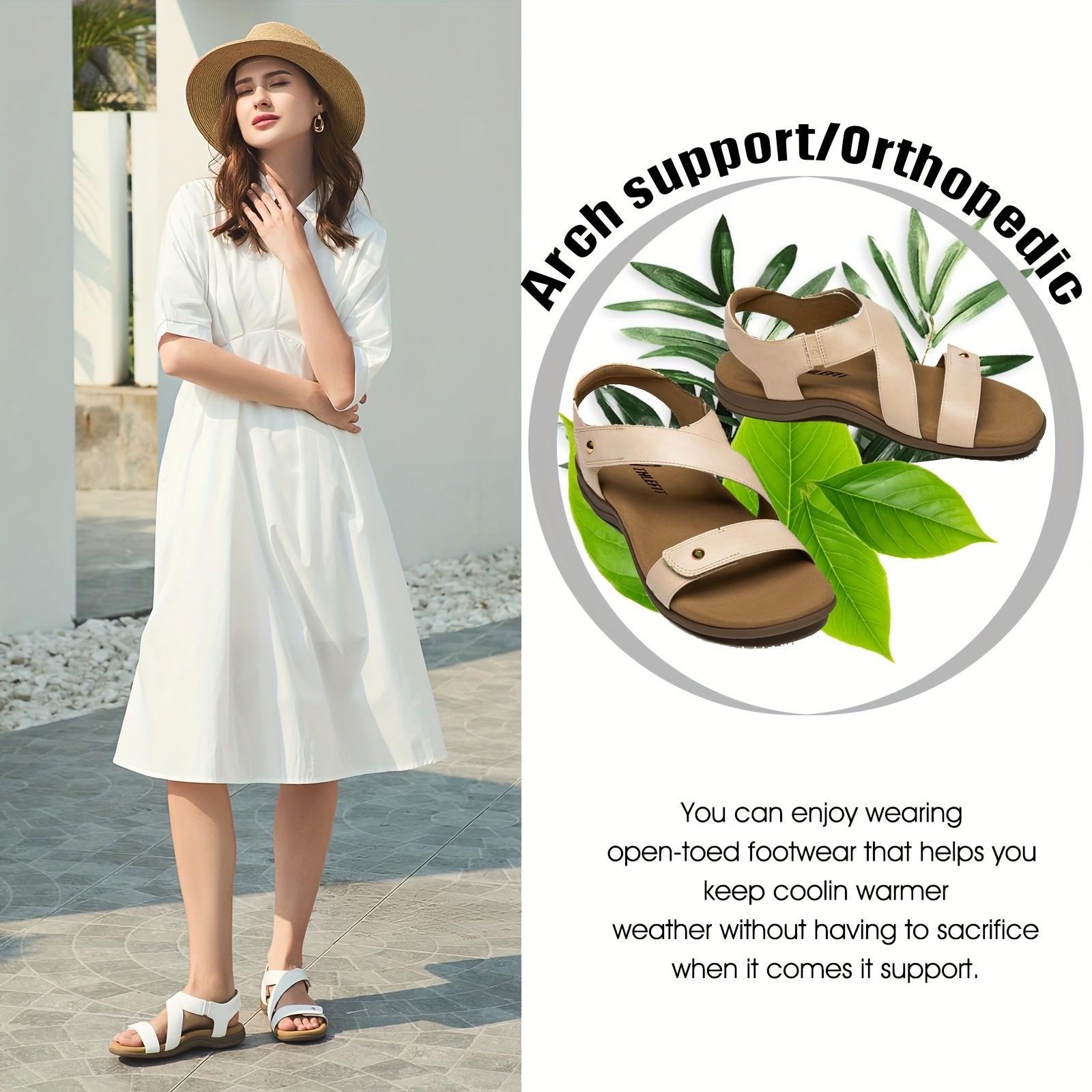 ATHLEFIT Women's Adjustable Arch Support Orthopedic Sandals