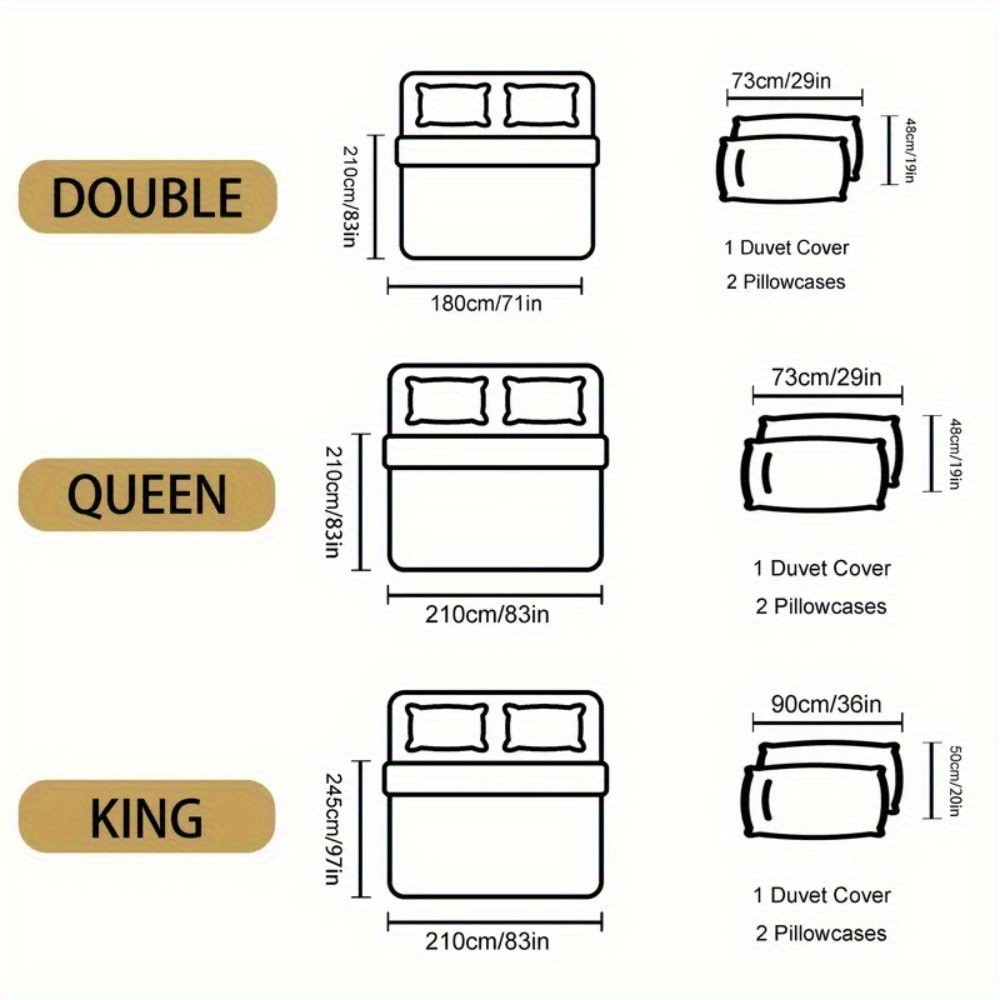 HERTALK Three-Piece Winter Thickened Brown Annual Ring Pattern Short Down Duvet Cover Set