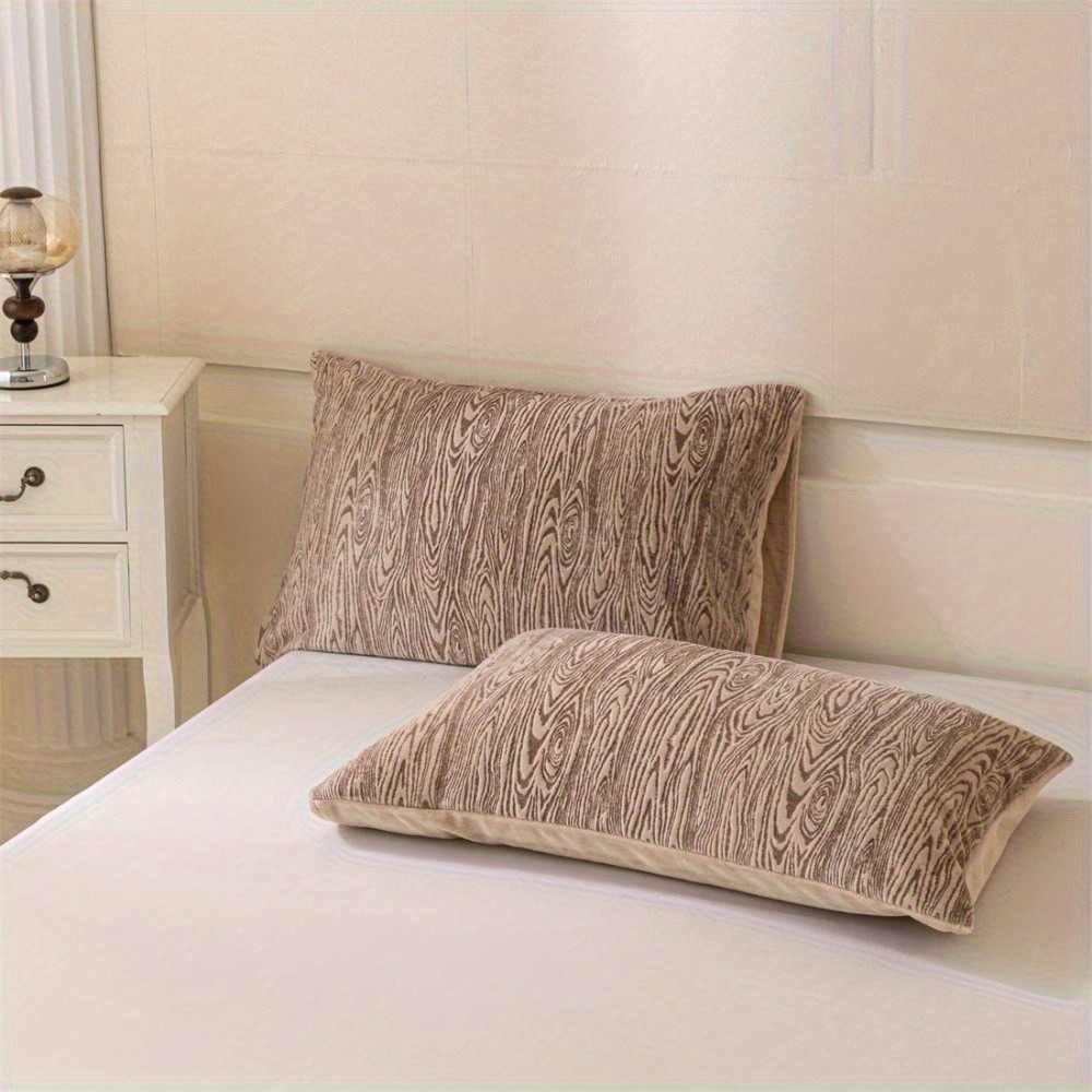 HERTALK Three-Piece Winter Thickened Brown Annual Ring Pattern Short Down Duvet Cover Set