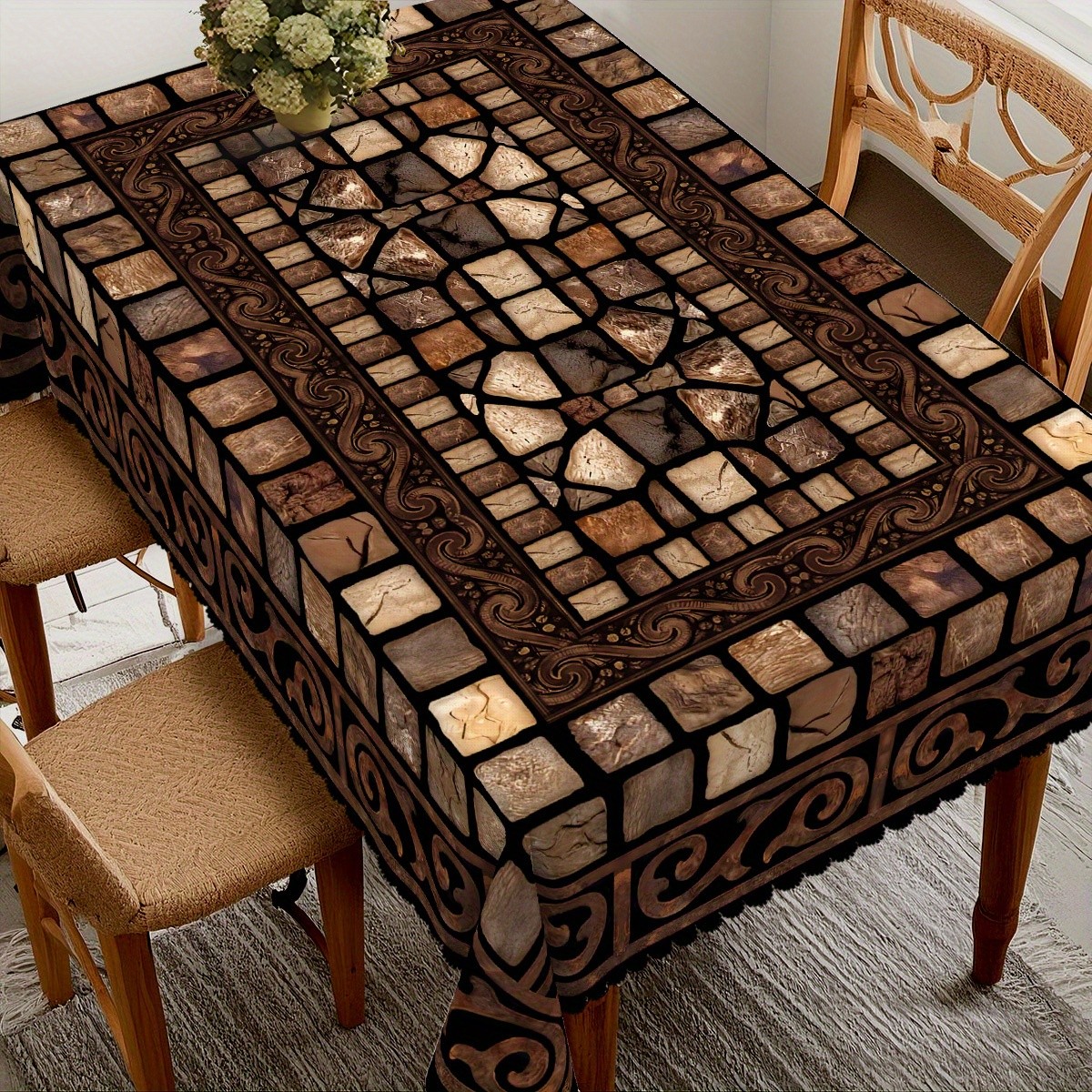 VESPRI Vintage Stone Mosaic Tablecloth