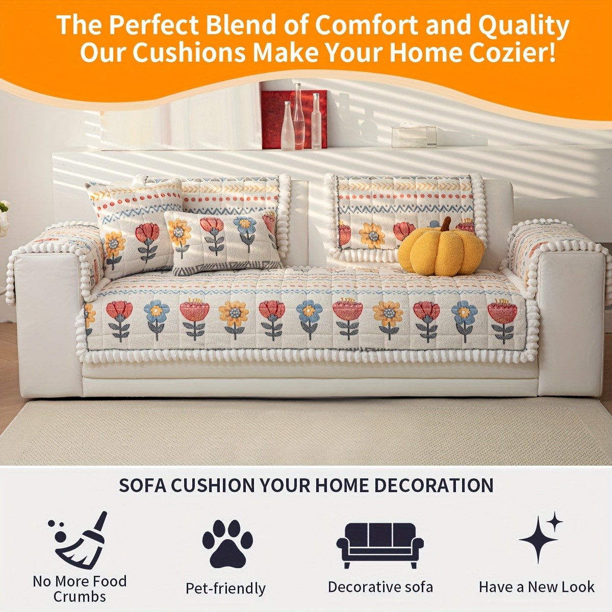 PJLZJFBY Spring Floral Pattern Sofa Cushion