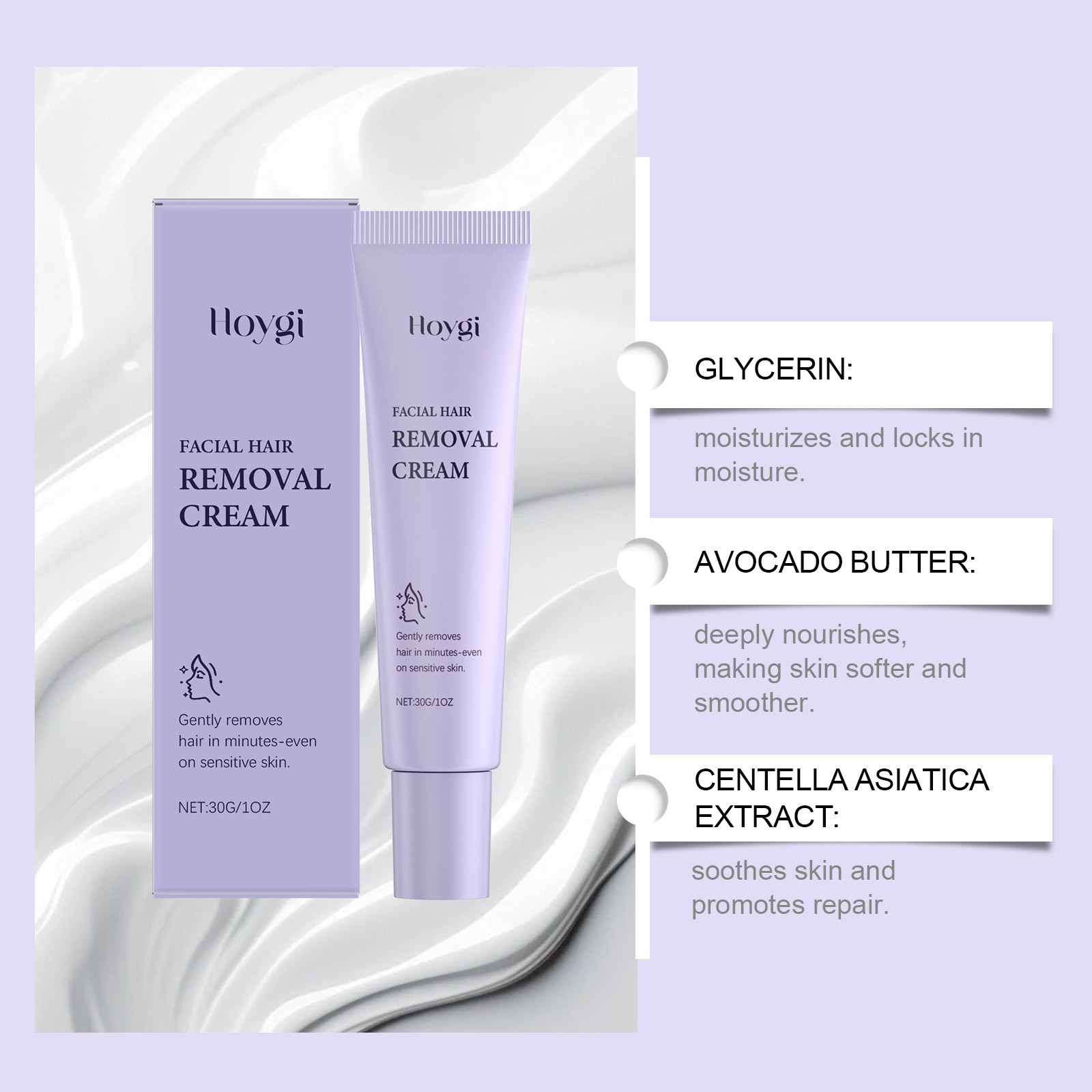 Hoygi Facial Hair Removal Cream  Gentle and Effective Hair Removal for Sensitive Skin
