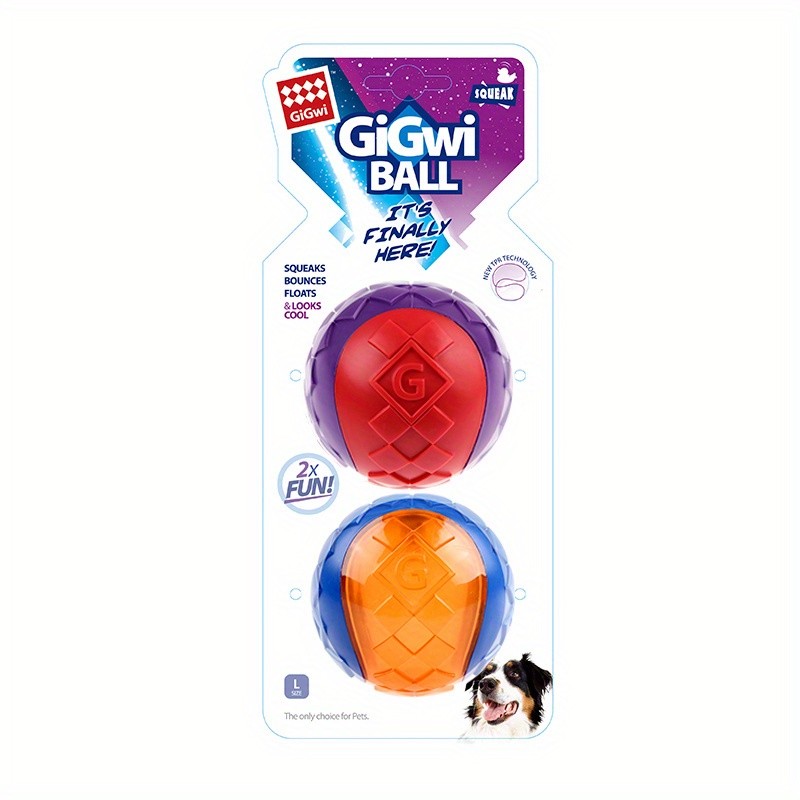 GiGwi 2pcs Indestructible Squeaky Dog Ball