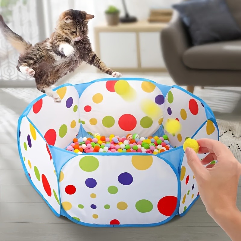 SUNGDOGIN Interactive Cat Toy with 100 Toy Balls & 10 Bell Balls