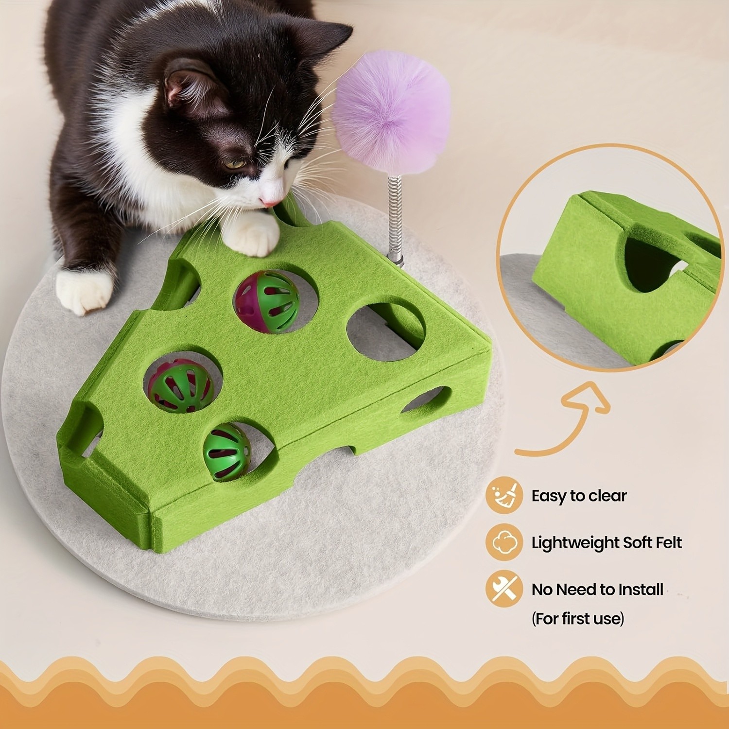 SUNGDOGIN Interactive Cat Toys with Felt Maze Box