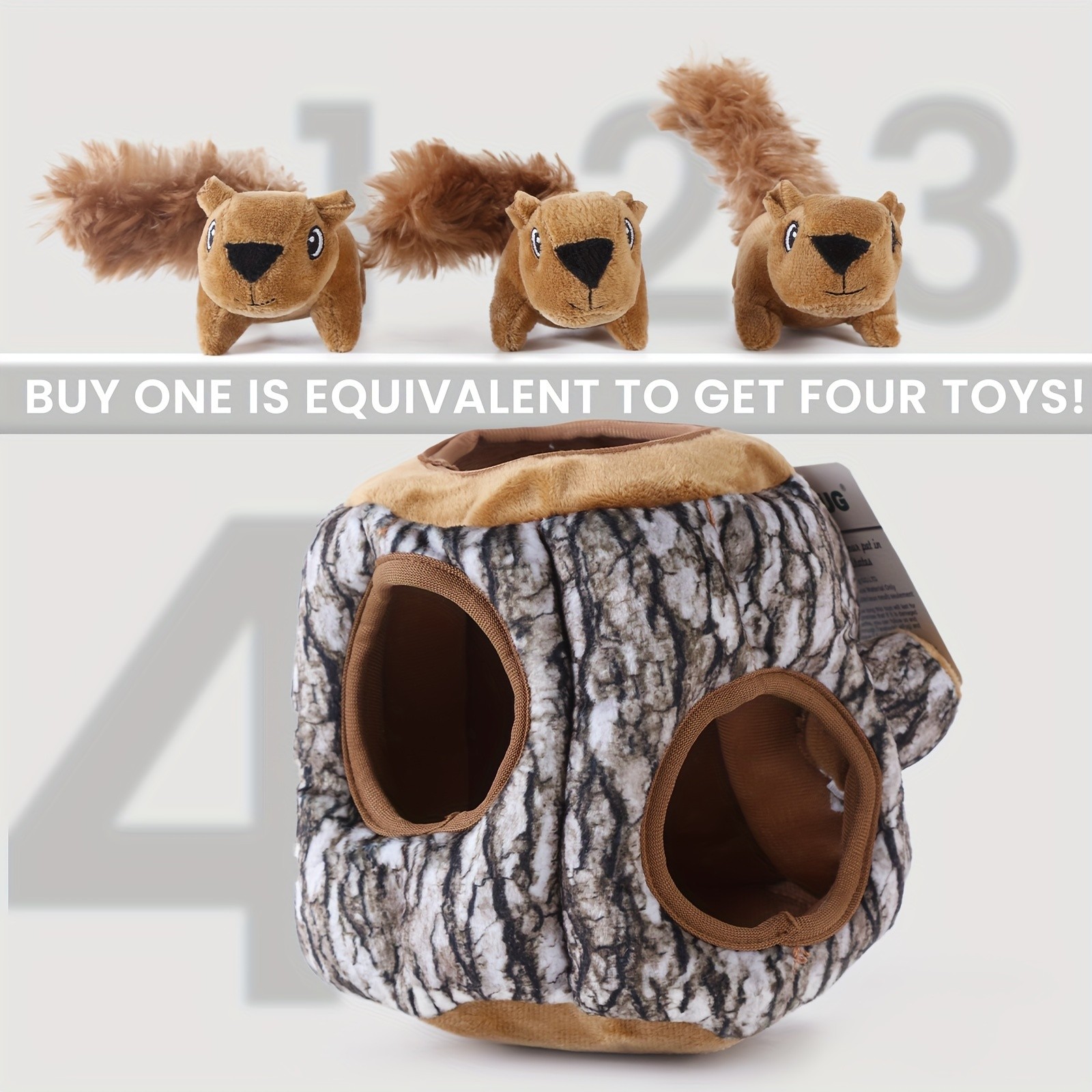 Laifug Hide and Seek Squirrel Plush Dog Toy