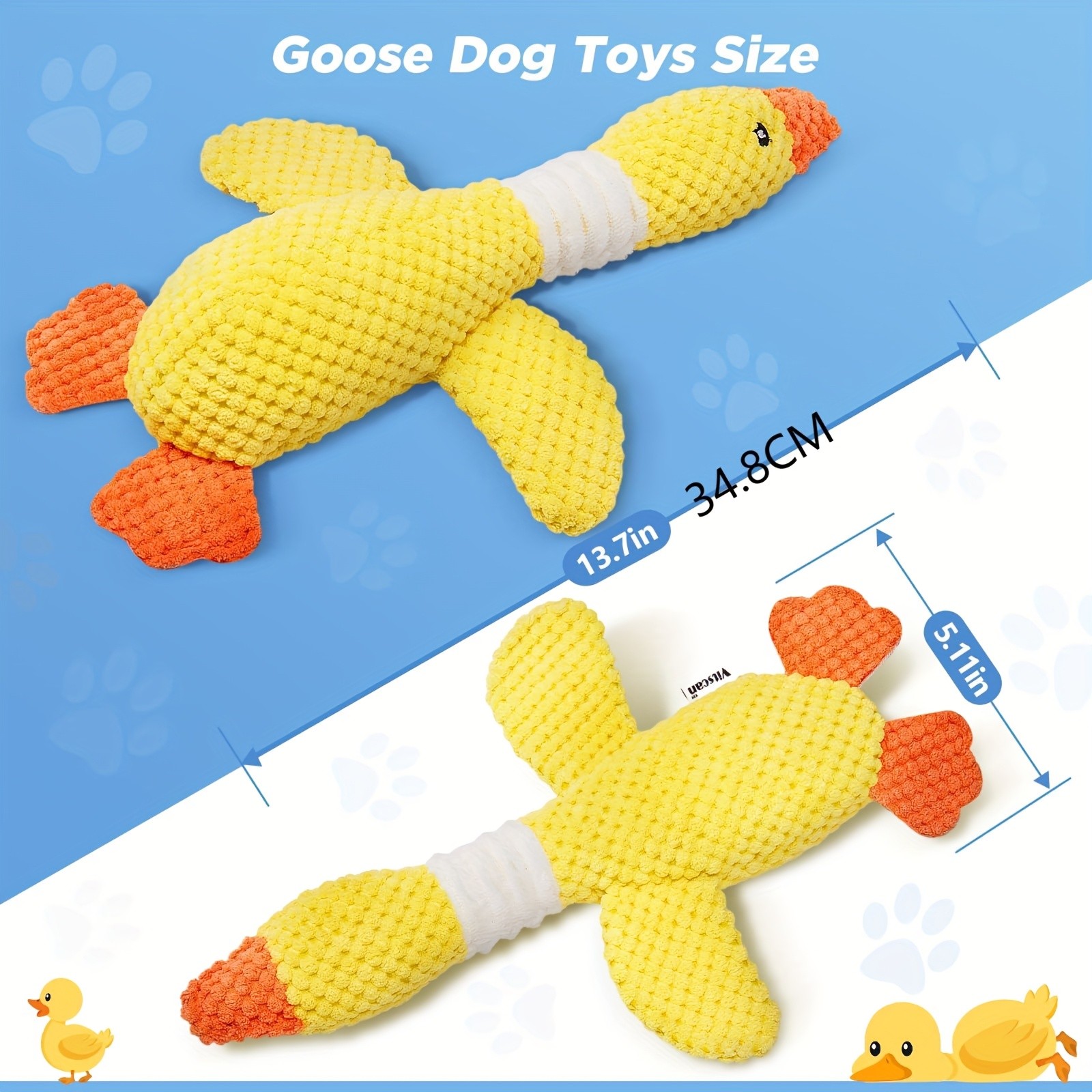 VITSCAN Sturdy Soft Yellow Goose Chew Plaything for Dogs and Puppies