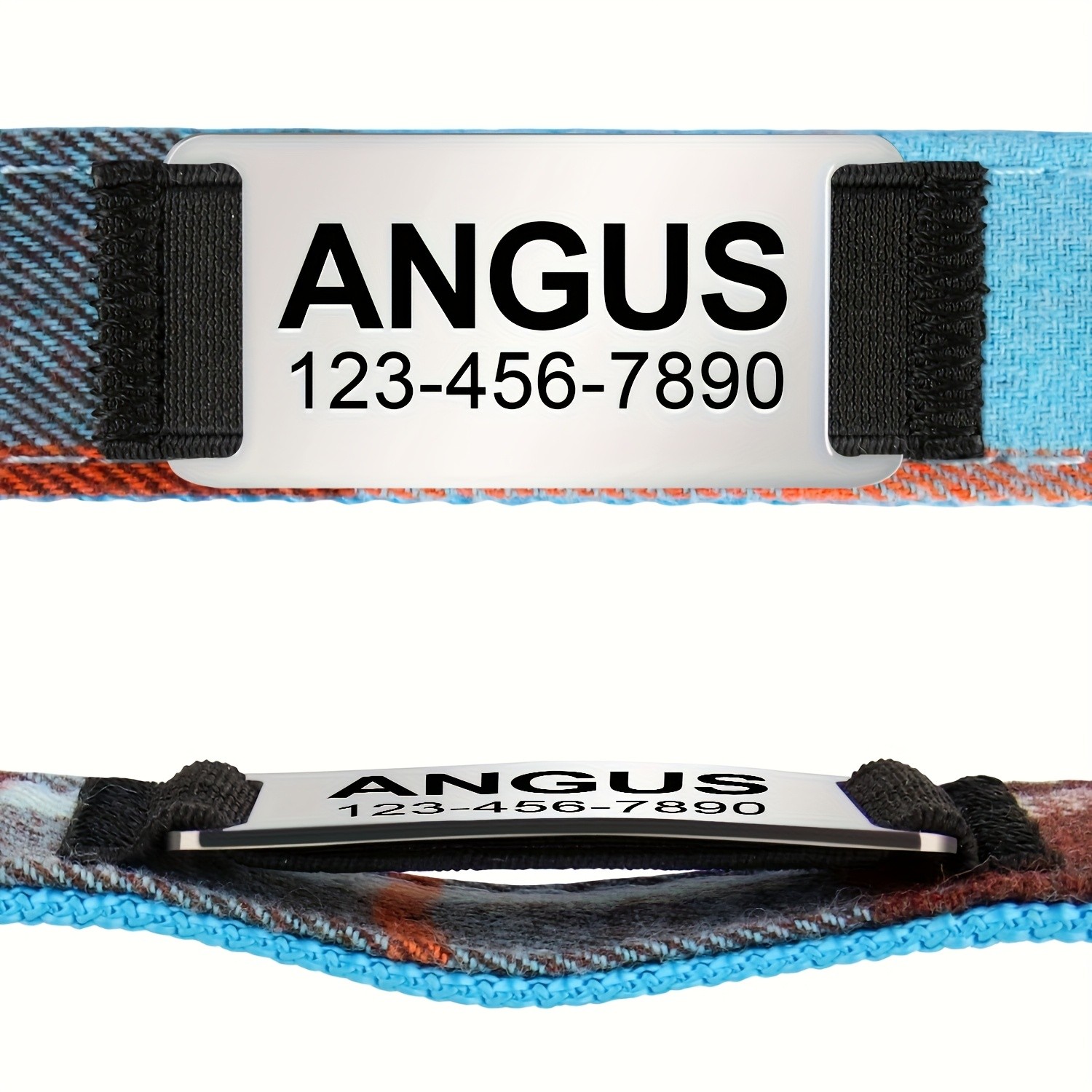 TAGME Personalized Dog Collar Featuring a Plaid Bow Tie