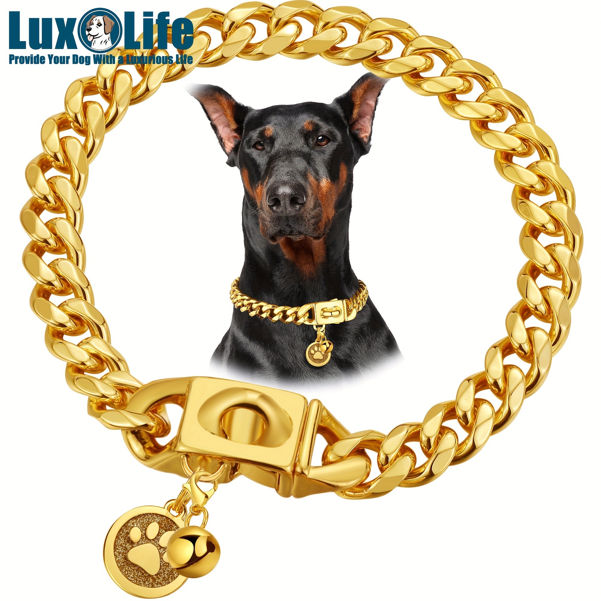 LuxLife 10mm Cuban Link Dog Collar