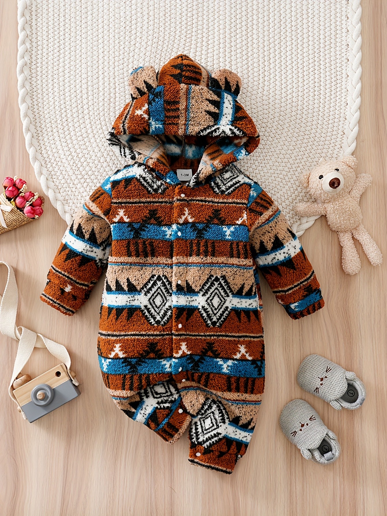 YIERYING 2pcs Set Winter Christmas Shearling Baby Rompers