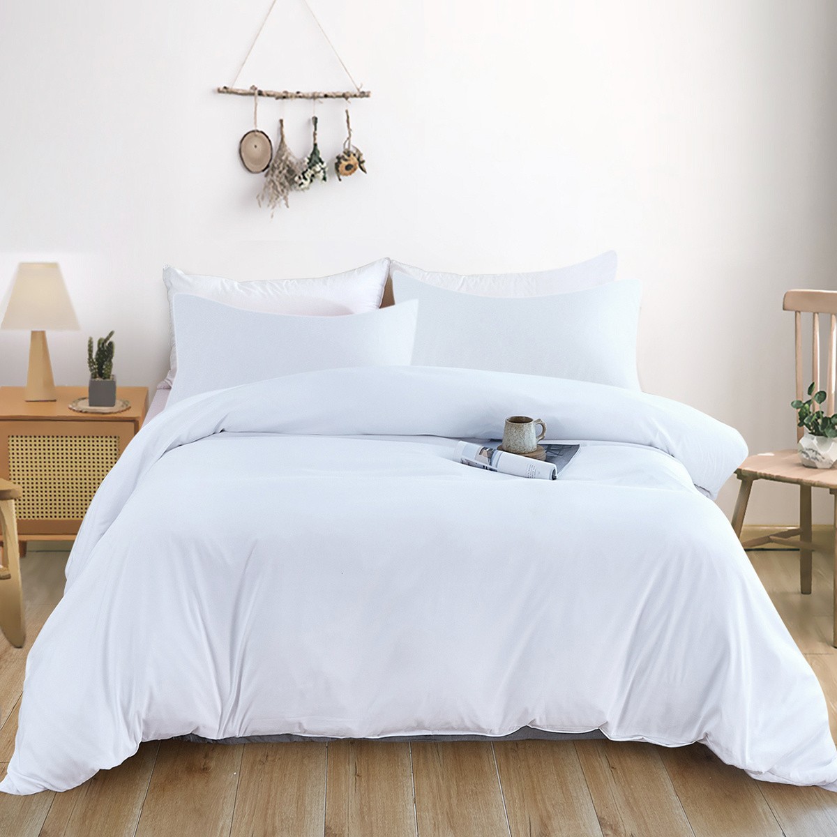 KAFUTI 3pcs Ultra-Soft Brushed Solid Color Duvet Cover Set