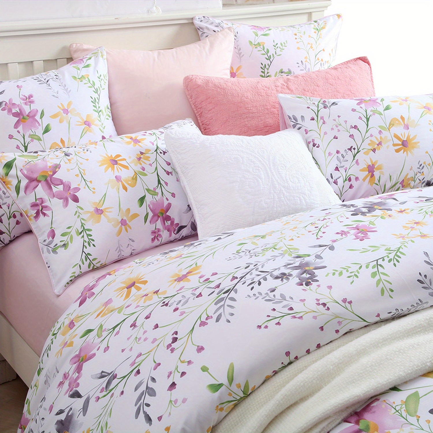 LISSTHER 3pcs 600 Thread Cotton Duvet Cover Set