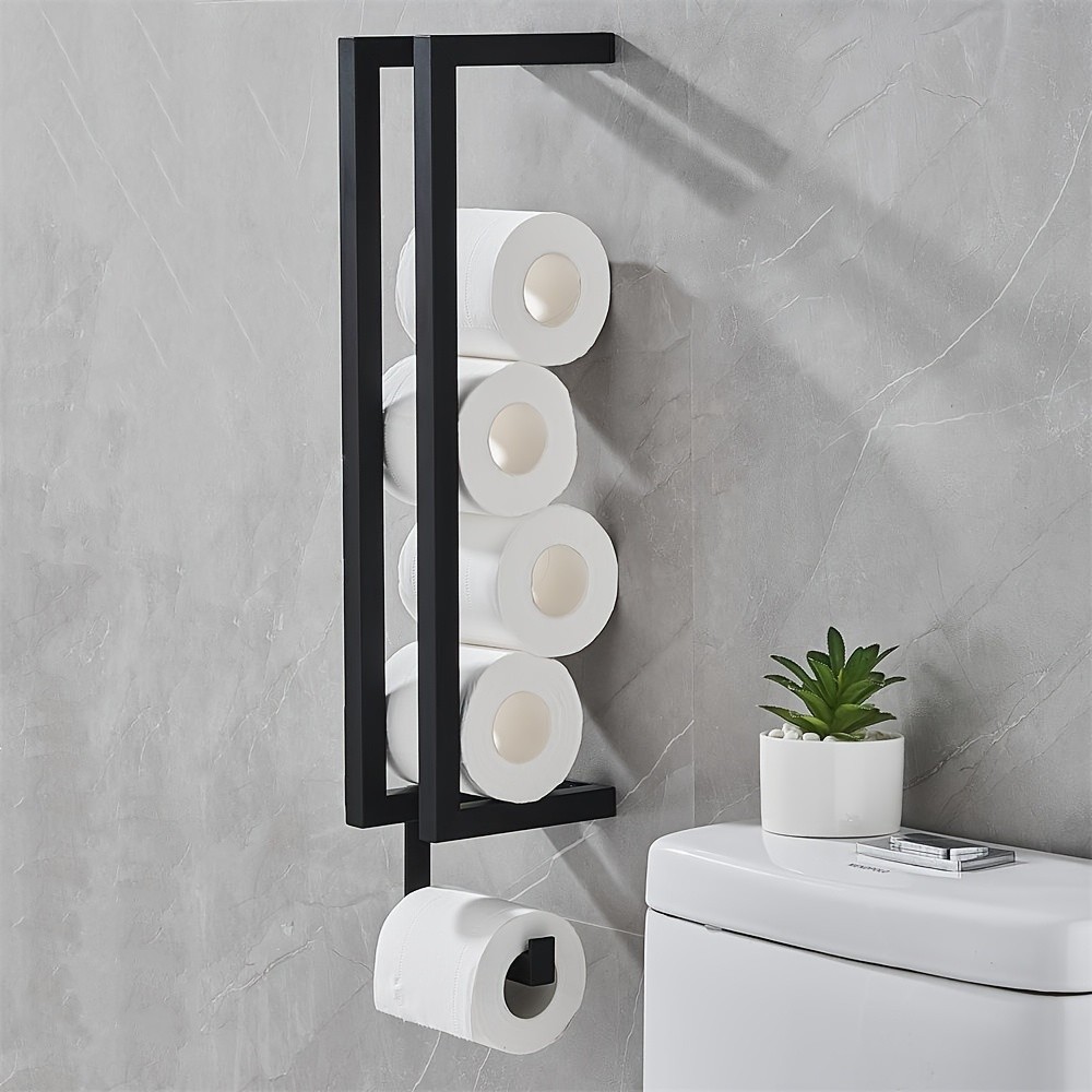GUTE Wall-Mounted Bathroom Tissue Holder with Hooks