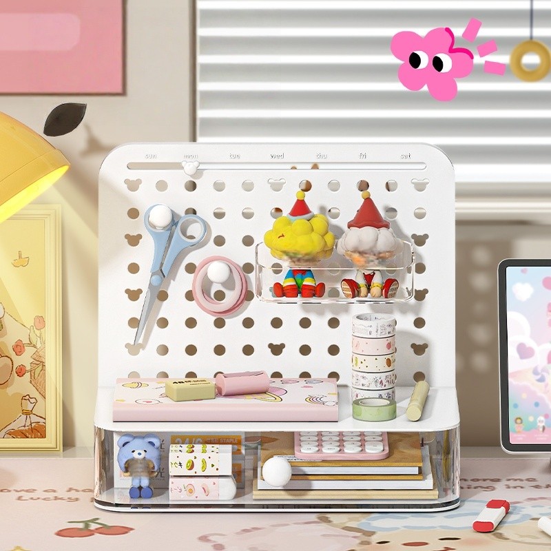 COIZYZZL Pegboard Storage Box with Hook-Drawer System