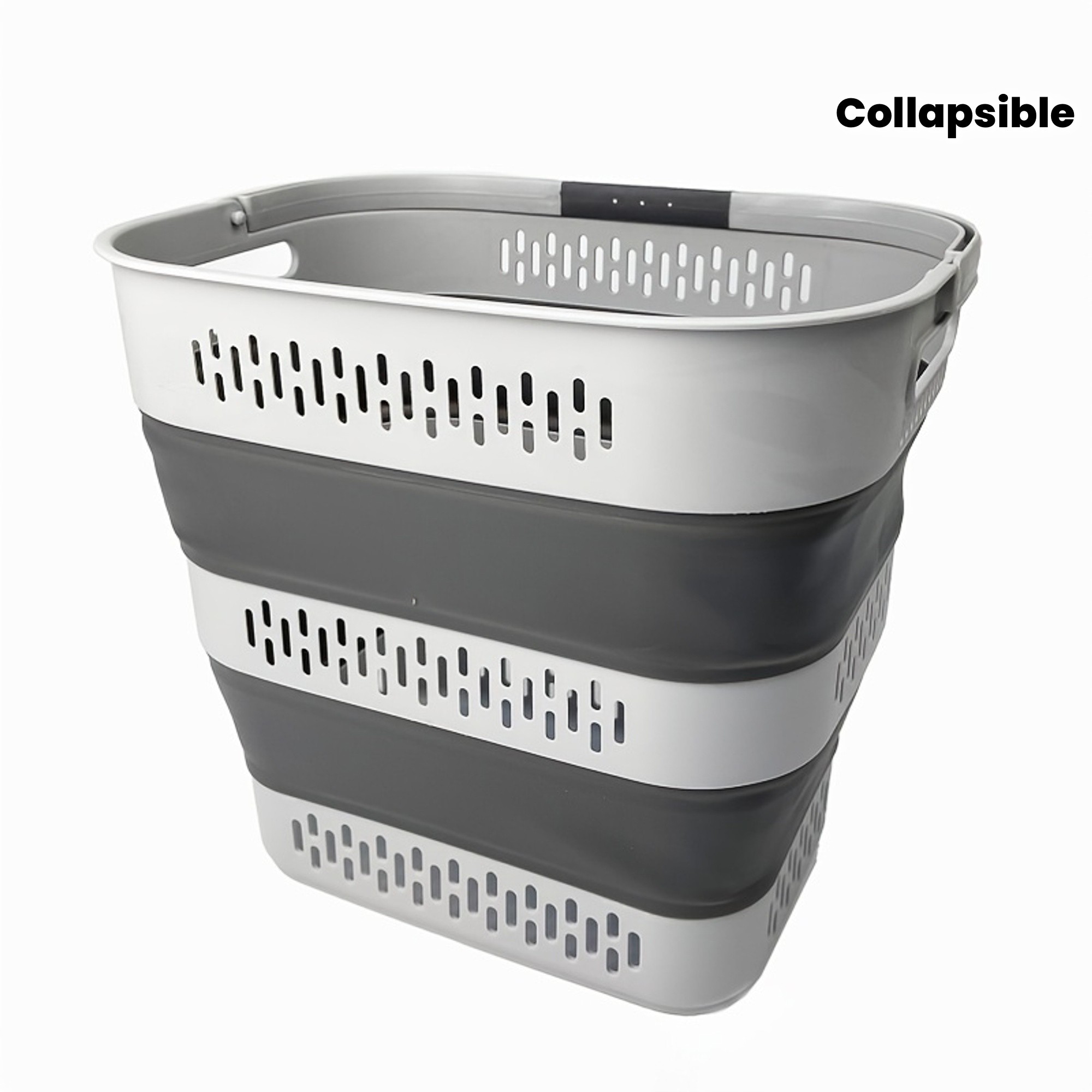 SAMMART 40L Collapsible Plastic Laundry Basket with Handles