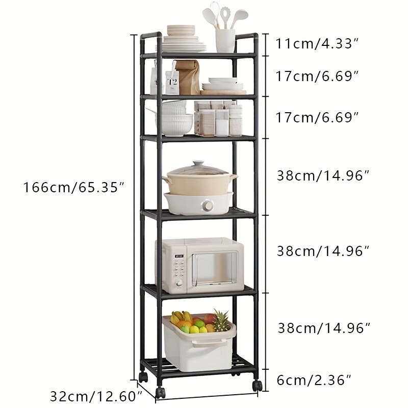 UDEAR Heavy-Duty Multifunctional Rolling Storage Shelf with Armrests