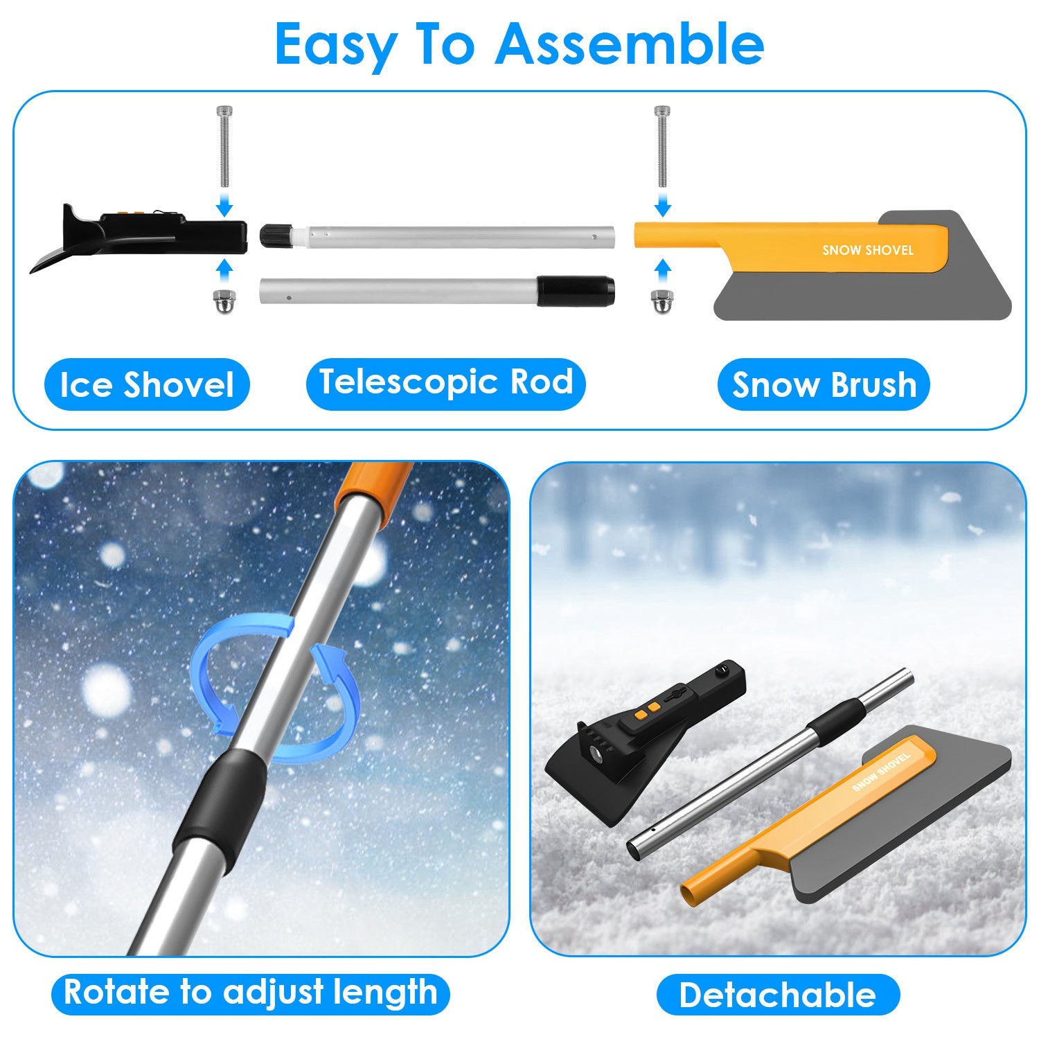 3-in-1 Extendable Snow Removal Tool Ultimate Winter Solution