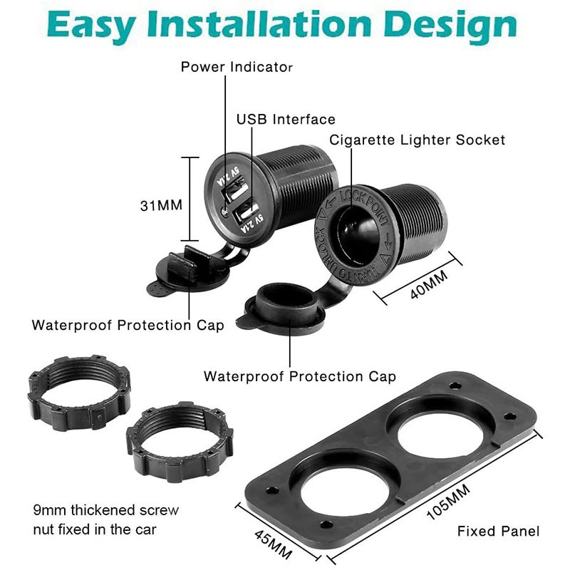 Car Dual Outlet Lighter Adapter