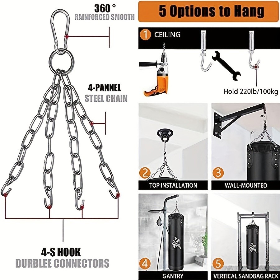 Kick Boxing Set with Ceiling Hook Steel Chain Perfect for Home Gym Training