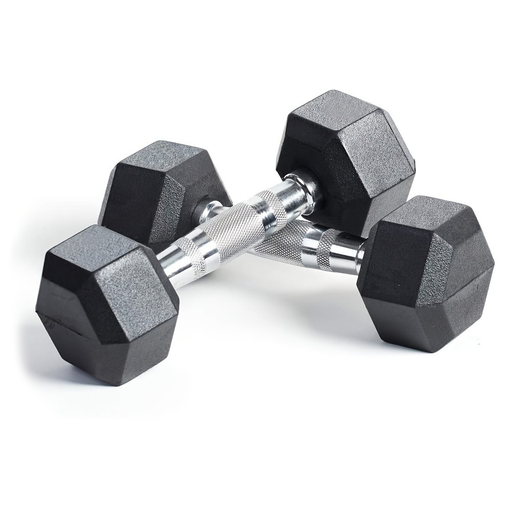 Hexagonal Rubberized Dumbbells Durable and Versatile Weight Training Equipment