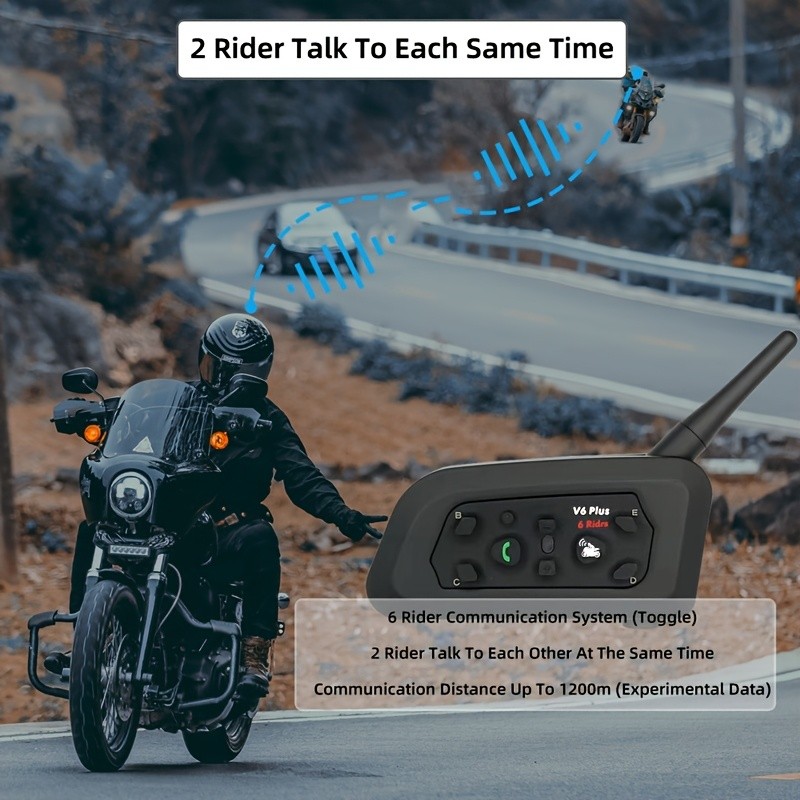 6-Rider V6 Plus Motorcycle Helmet Wireless Intercom Headset