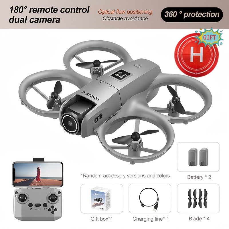 2025 New D16 Remote Control Mini Drone  Dual Cameras, Obstacle Avoidance, and Stunt Flip for Endless Fun
