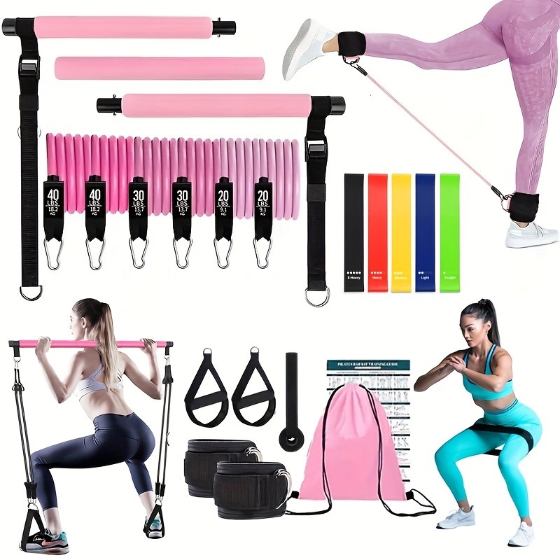 19pcs 3-Section Pilates Stick Multi-Functional Fitness Equipment for Home Pilates and Yoga