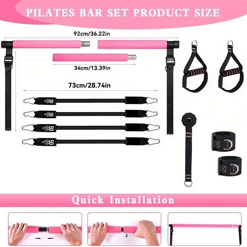 19pcs 3-Section Pilates Stick Multi-Functional Fitness Equipment for Home Pilates and Yoga