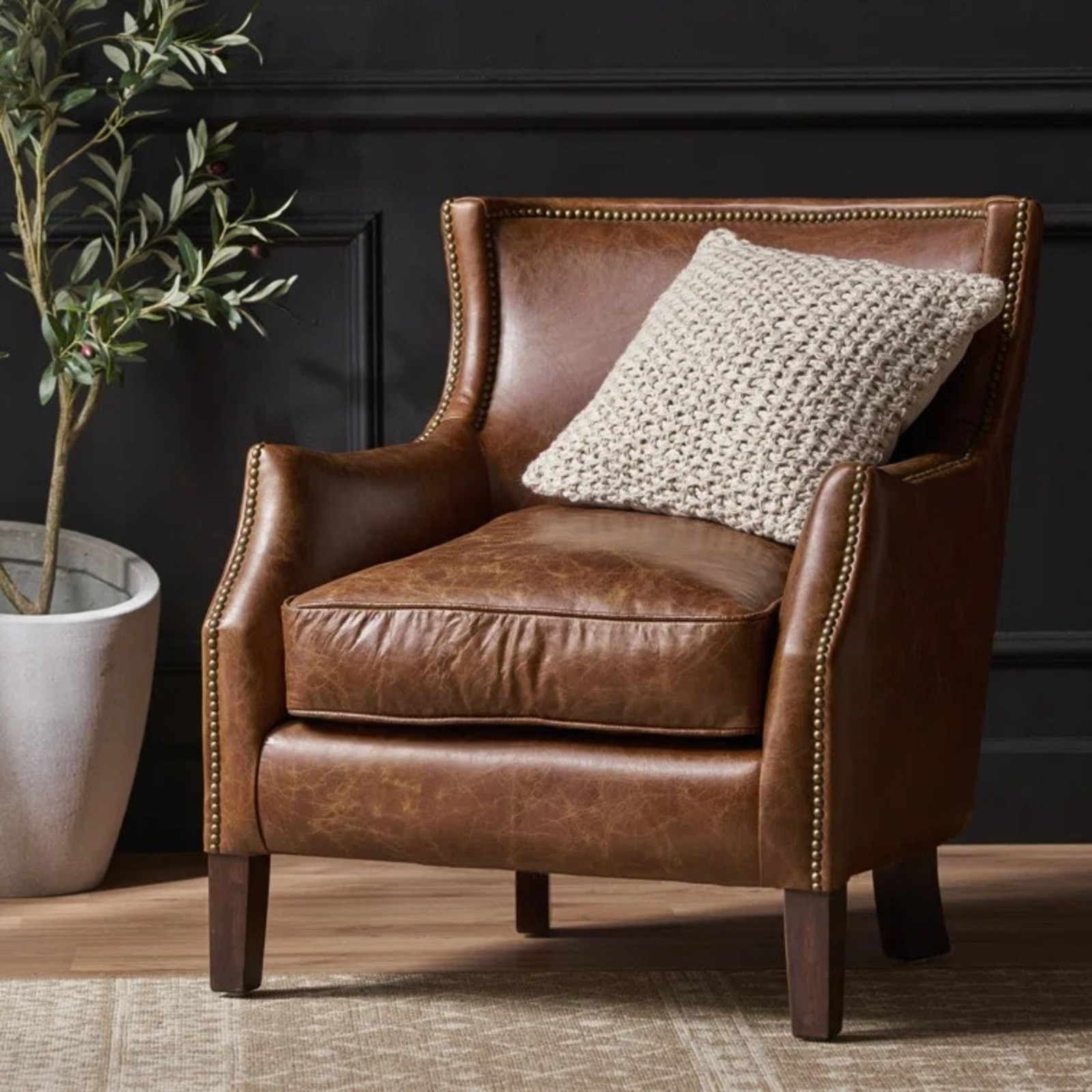 Leather Wingback Chair