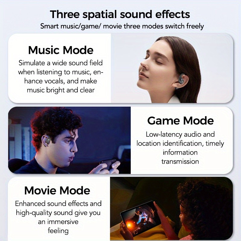 HTC NE11 Wireless Sports Earphones with LCD Smart Screen, Various Sound Effects, AI Intelligent Real-Time Translation, Wireless 6.0 Low Latency, Perfect for Gaming and Calls Ear Hooks Never Fall Off, Comfortable and Stable Wearing, Suitable for Active L