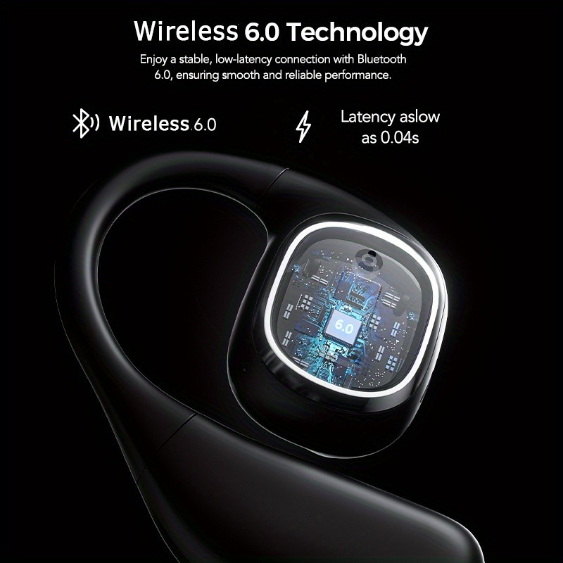 HTC NE11 Wireless Sports Earphones with LCD Smart Screen, Various Sound Effects, AI Intelligent Real-Time Translation, Wireless 6.0 Low Latency, Perfect for Gaming and Calls Ear Hooks Never Fall Off, Comfortable and Stable Wearing, Suitable for Active L