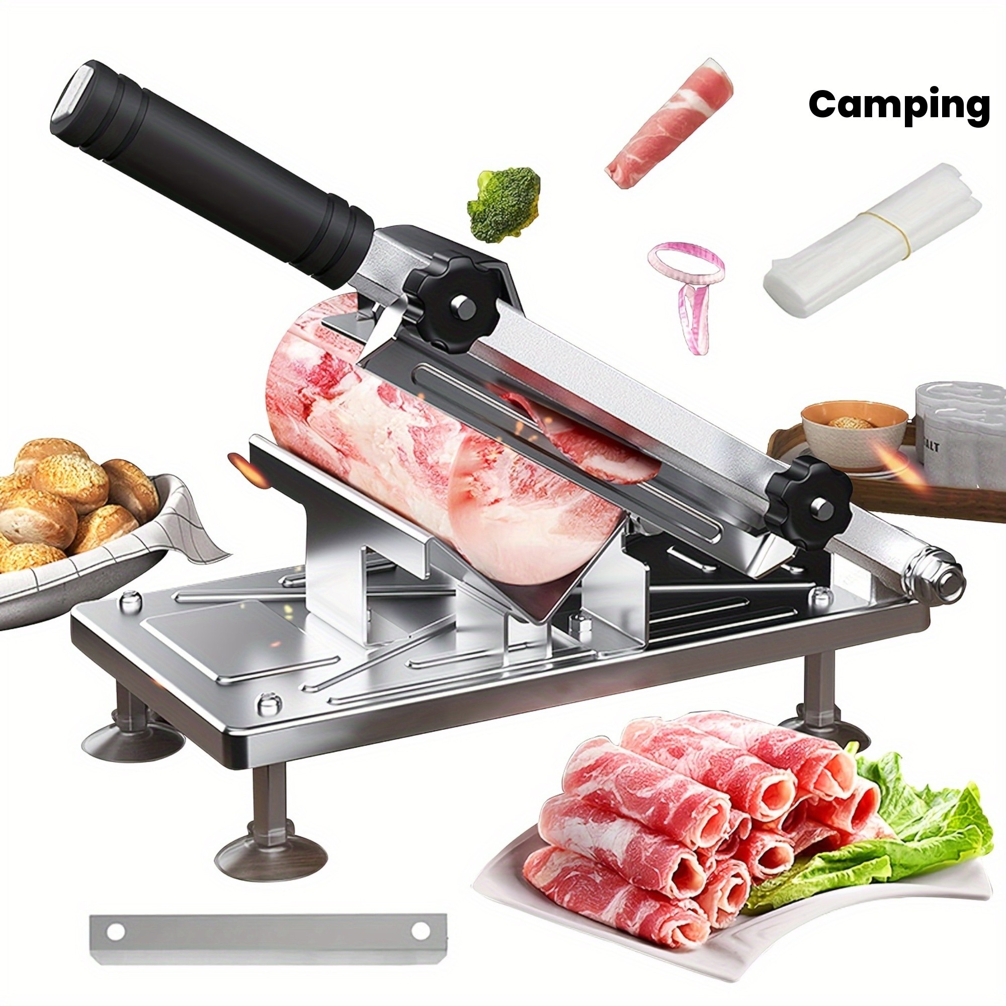 Adjustable Thickness Manual Meat Slicer  Precision Cutting from 0.38mm
