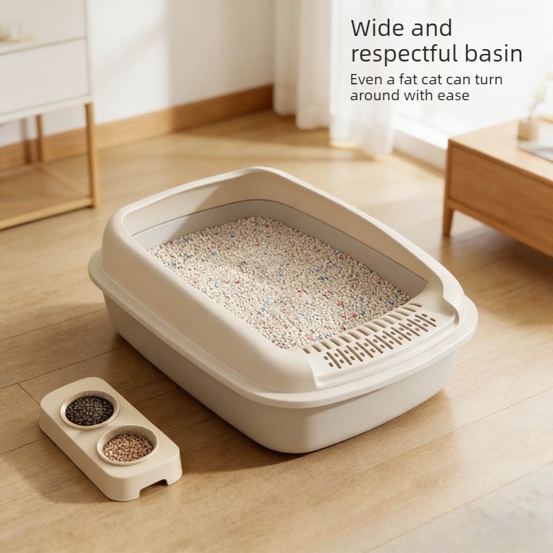 Wide Open Cat Litter Box  Spacious, Comfortable & Easy-to-Clean Design