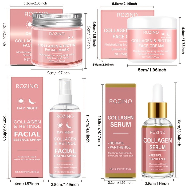 ROZINO Collagen & Retinol Skincare Set  Complete Care for Smooth, Radiant Skin