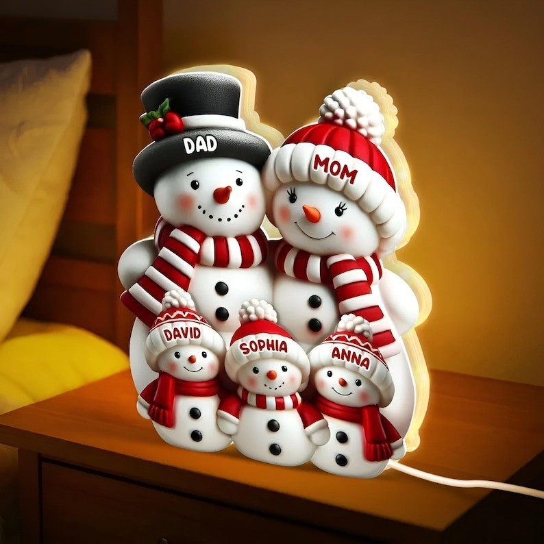 Snowman Family Acrylic Light Box