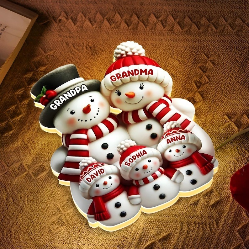 Snowman Family Acrylic Light Box