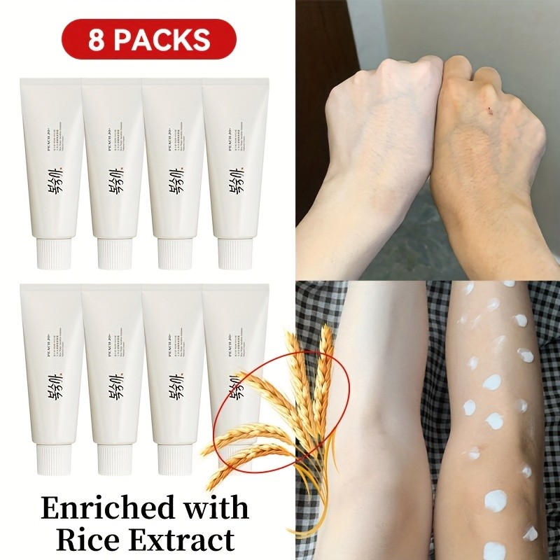 8 pcs Rice Extract Brightening Cream  Deep Nourishment for Visible Tone Balance