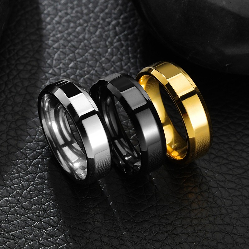 Gold-Tone Stainless Steel Wedding Band Ring